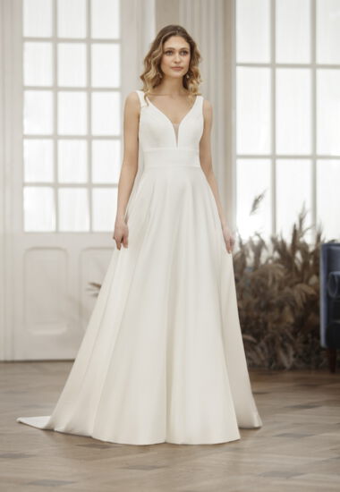 Dieses Brautkleid ist schlicht, aber oho!